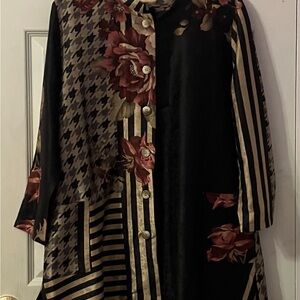 Floral Patchwork Button-Up Coat